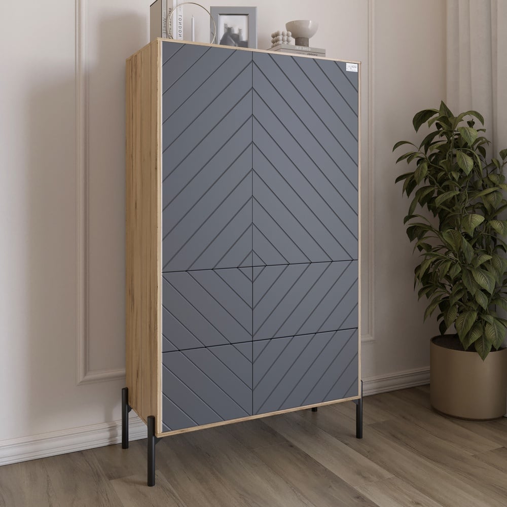 Комод-пенал Lion Амарант 84x40x150 см Дуб Аппалачи/Графитовый (LION-042125)