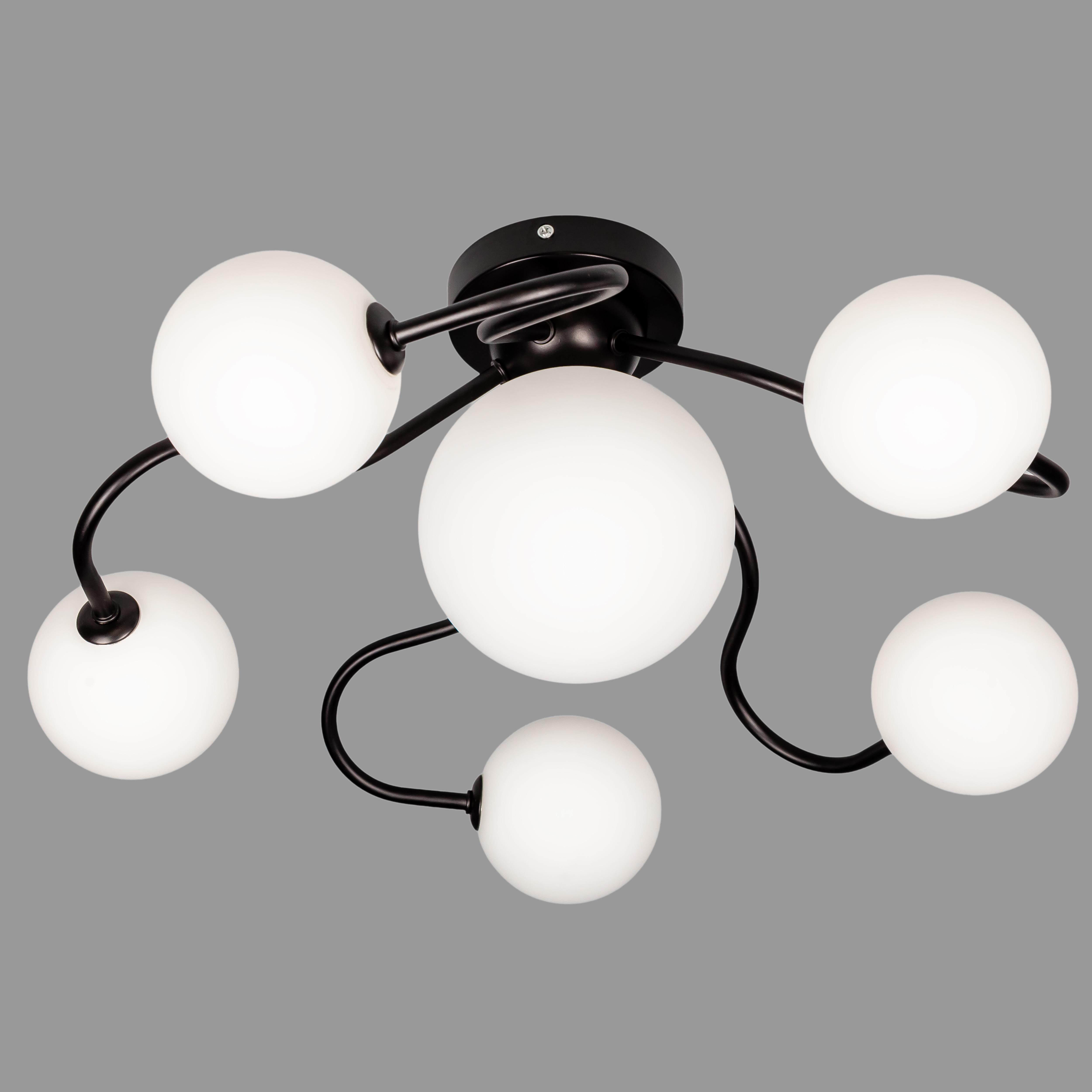 Люстра потолочная современная на 6 плафонов Черный (52-X101F-6 BK+WH)