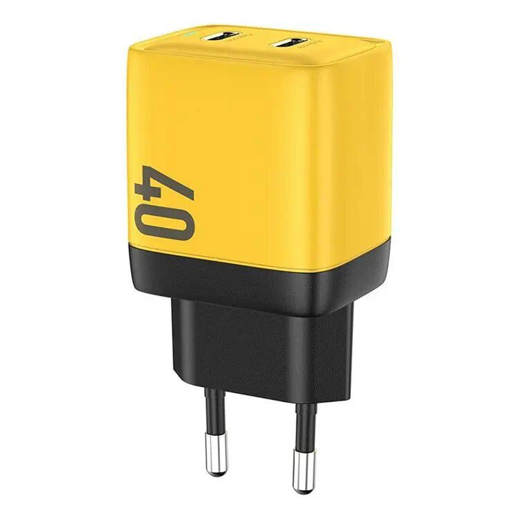 Зарядное устройство для Veron GaN 40W Quick Charger PD+QC 2xUSB-C Yellow (753337)