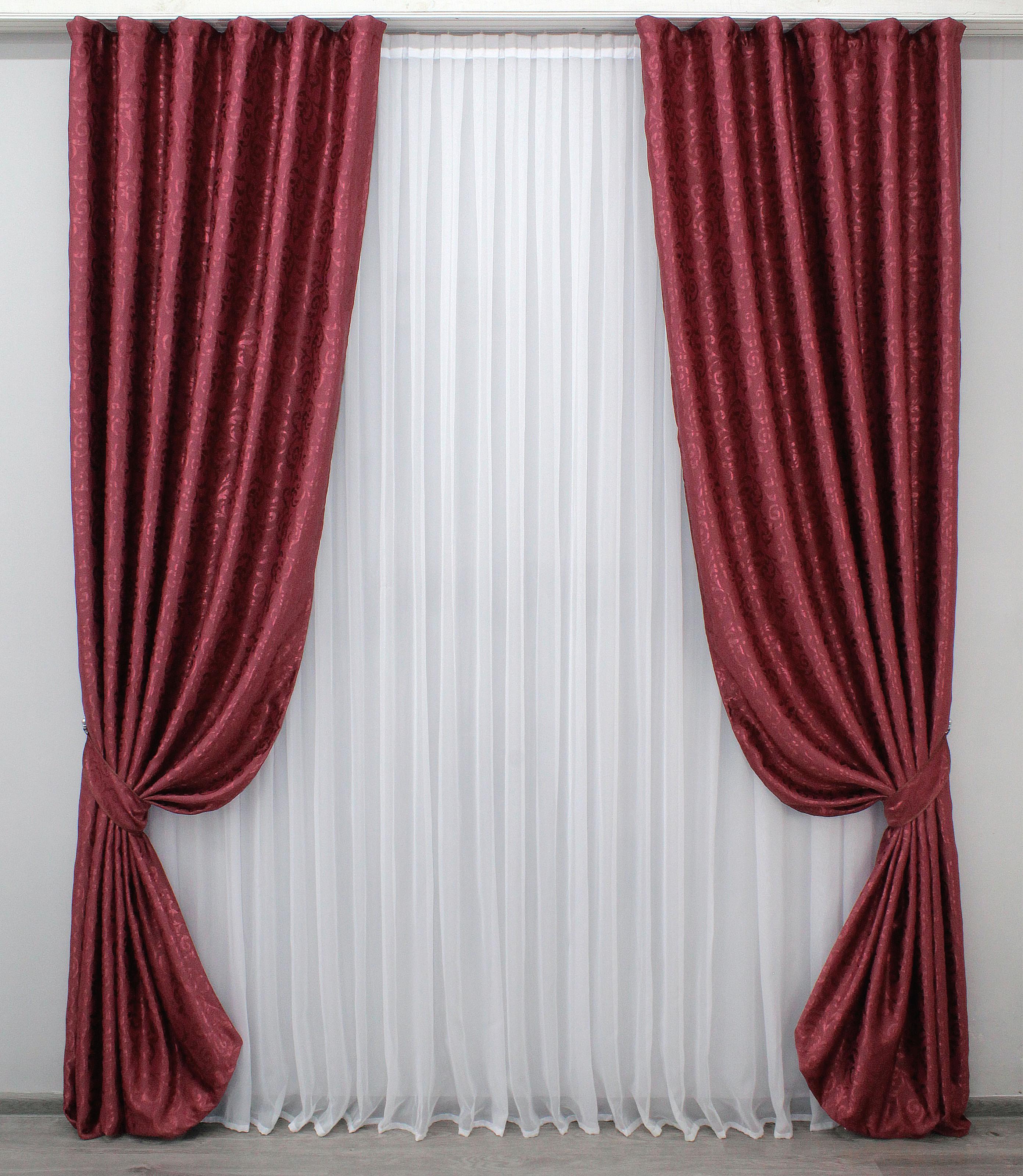 Комплект штор VR-Textil № 1099ш блекаут 150х275 см 2 шт. Бордовий (30-912)