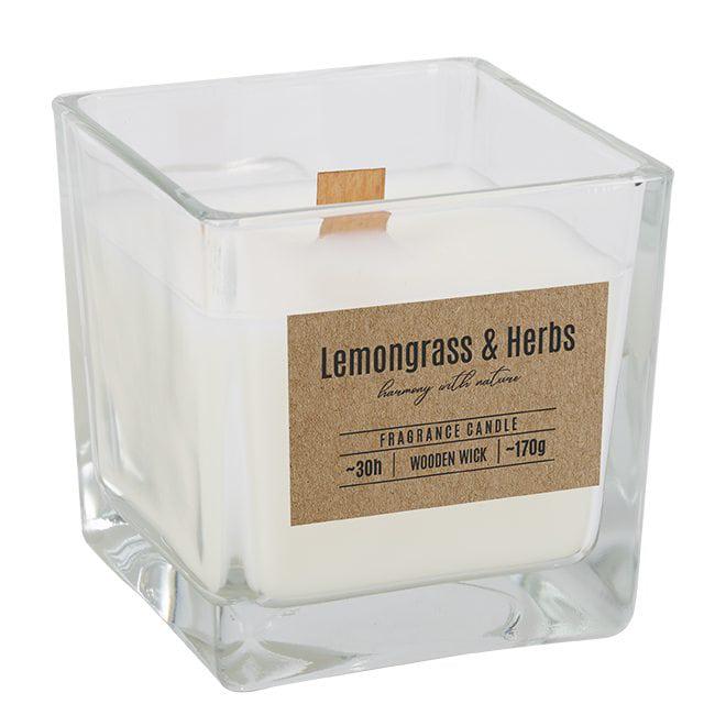 Свеча ароматическая с деревянным фитилем Flora Bispol Lemongrass & Herbs (27597)