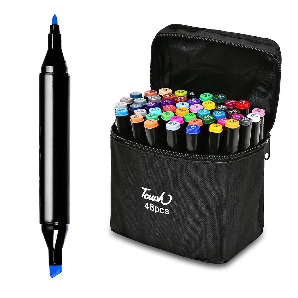 Маркеры двухсторонние Черный корпус WW01786 48 цветов масляные Маркеры двухсторонние Черный корпус WW01786 48 цветов масляные