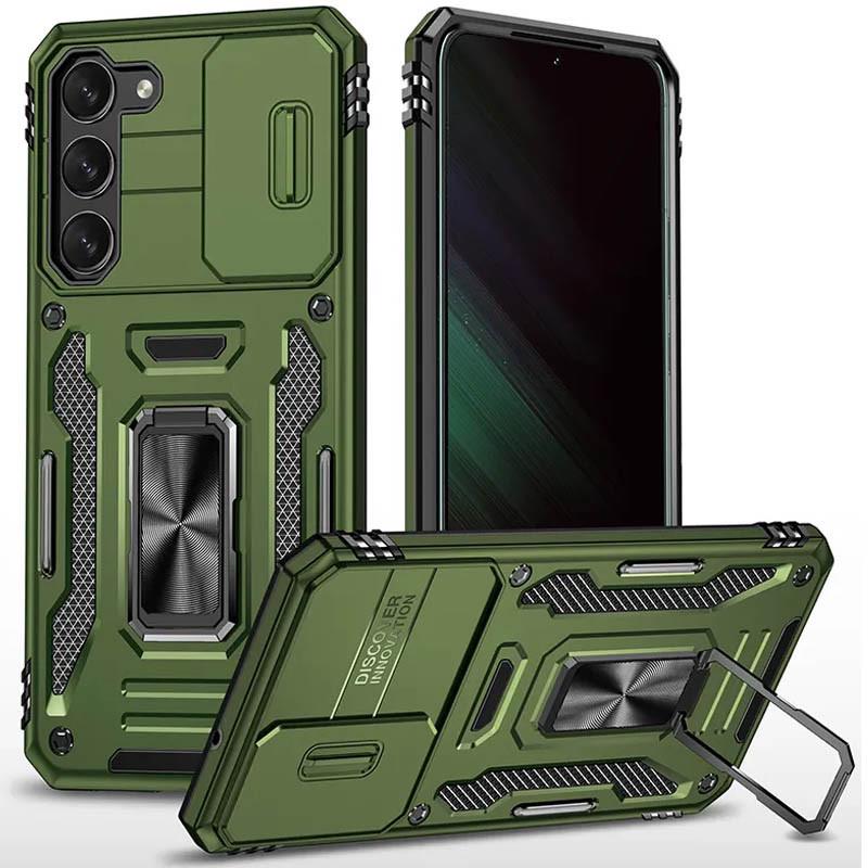 Противоударный ударопрочный чехол Camshield Army Ring для Samsung Galaxy S22+ Оливковый / Army Green