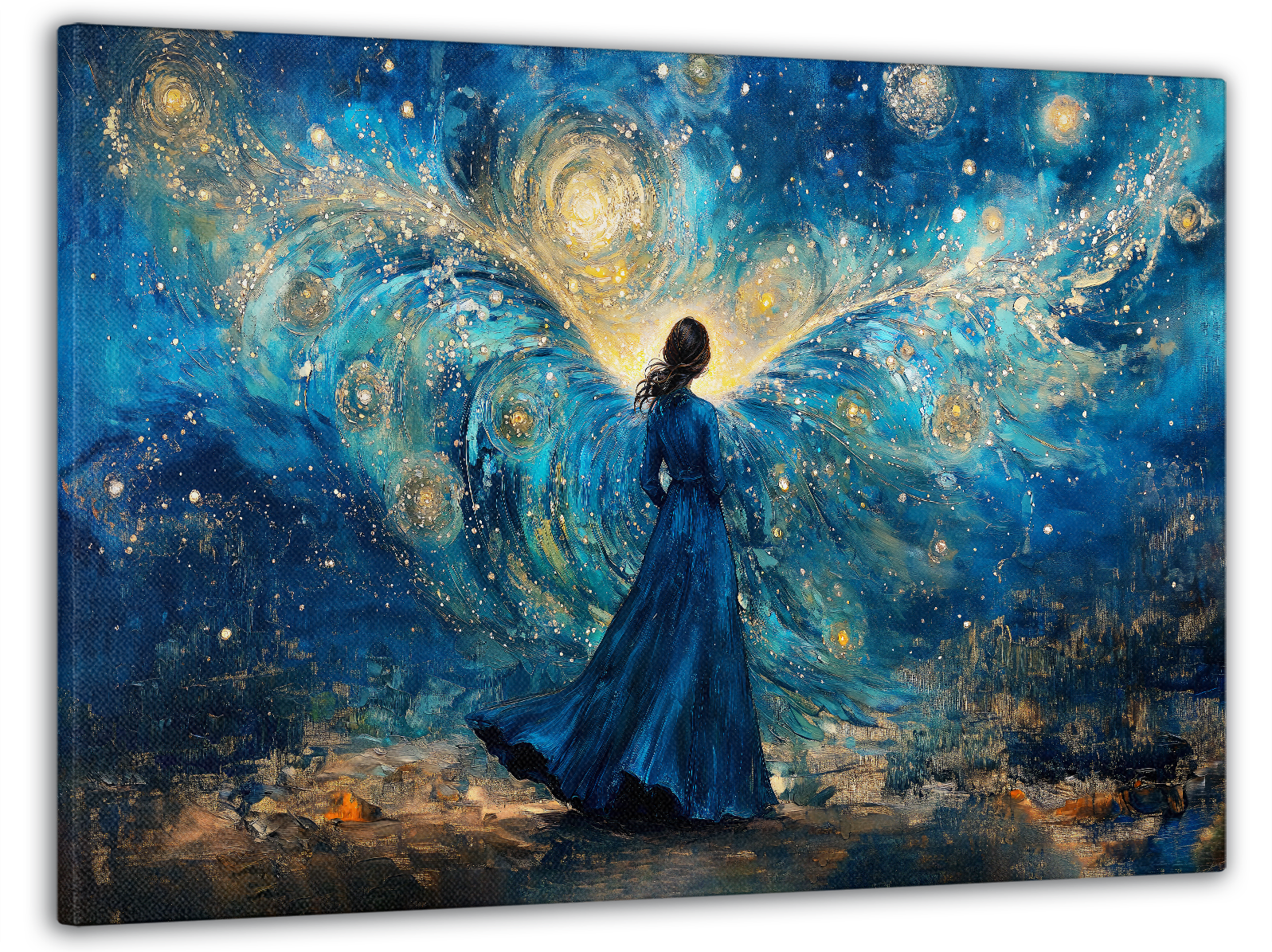 Картина на полотні Mako загадкова дівчина в синьому 60x100 см (MK10568)