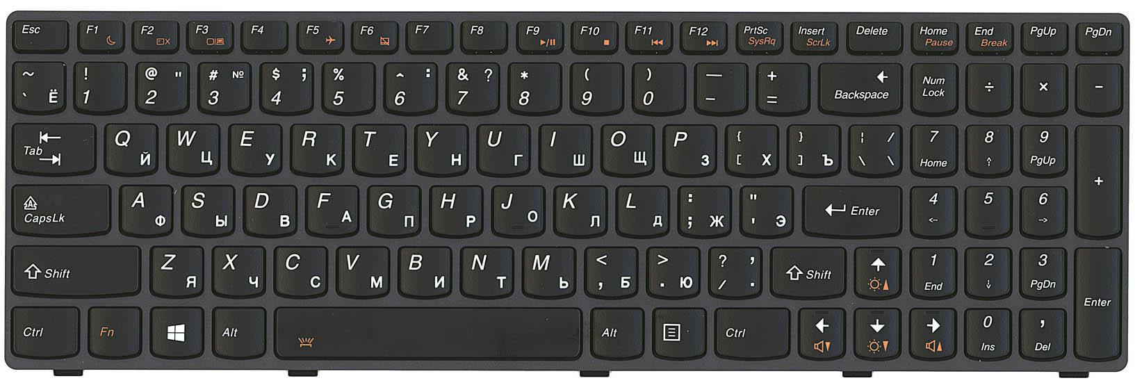 Клавиатура для ноутбука Lenovo IdeaPad Y580 с подсветкой Light Black Frame Black Клавиатура для ноутбука Lenovo IdeaPad Y580 с подсветкой Light Black Frame Black