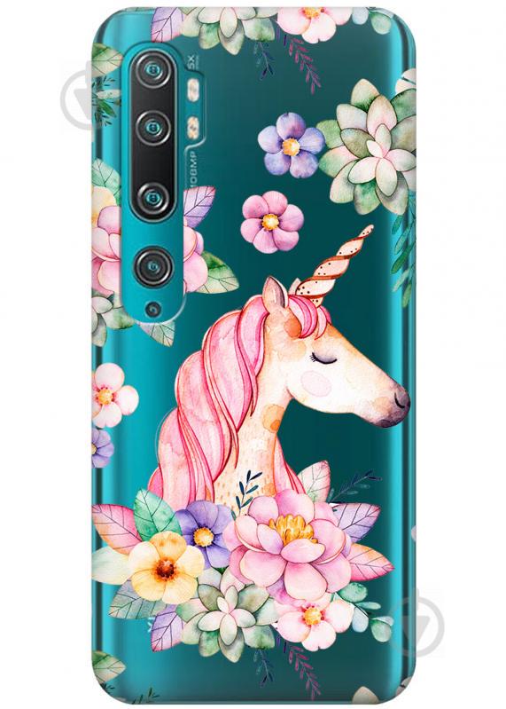 Прозрачный силиконовый чехол iSwag для Xiaomi Mi Note 10 Pro с рисунком - Единорог в цветах (H317) Прозрачный силиконовый чехол iSwag для Xiaomi Mi Note 10 Pro с рисунком - Единорог в цветах (H317)