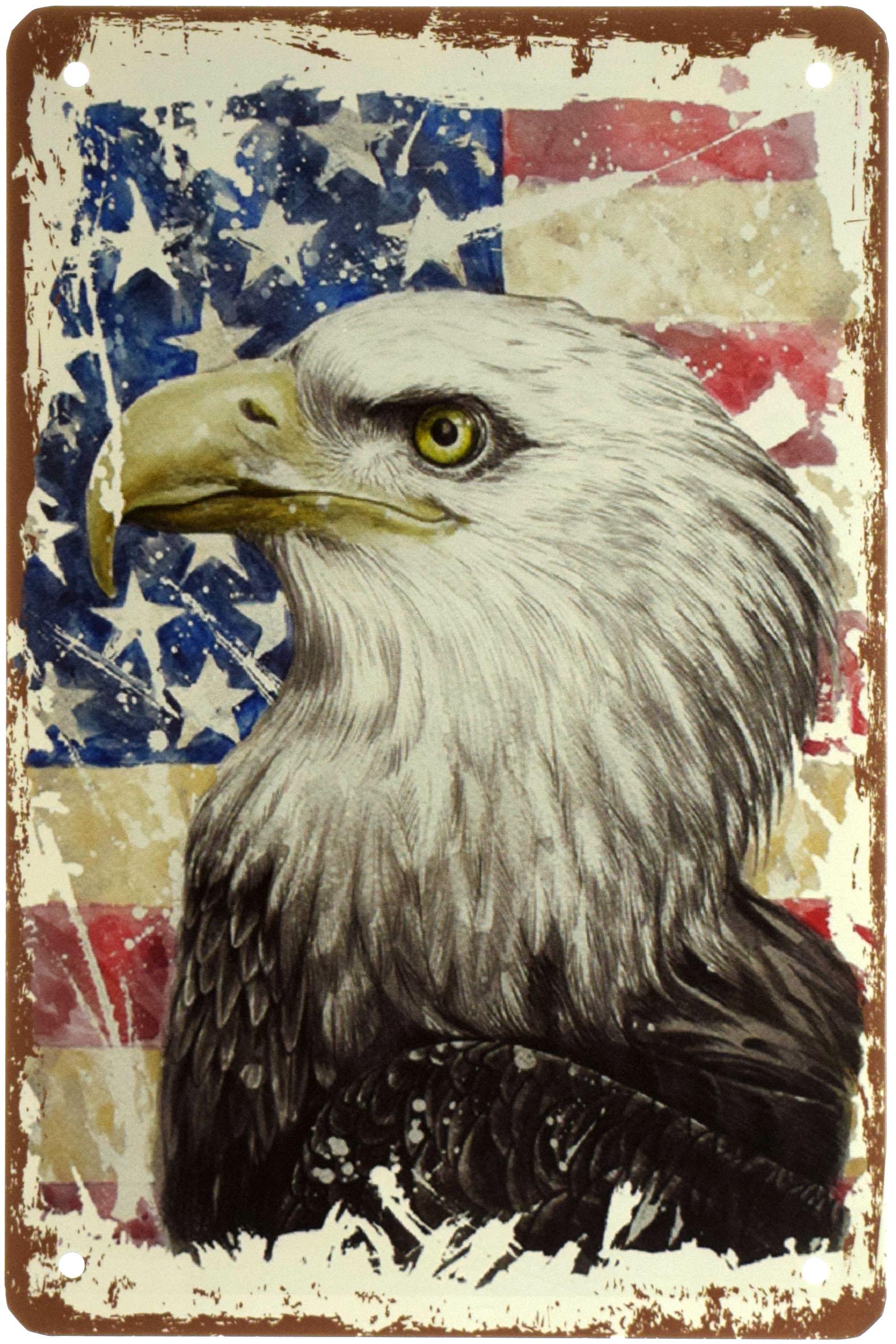 Табличка металлическая Белоголовый Орлан/Bald Eagle USA 20x30 см
