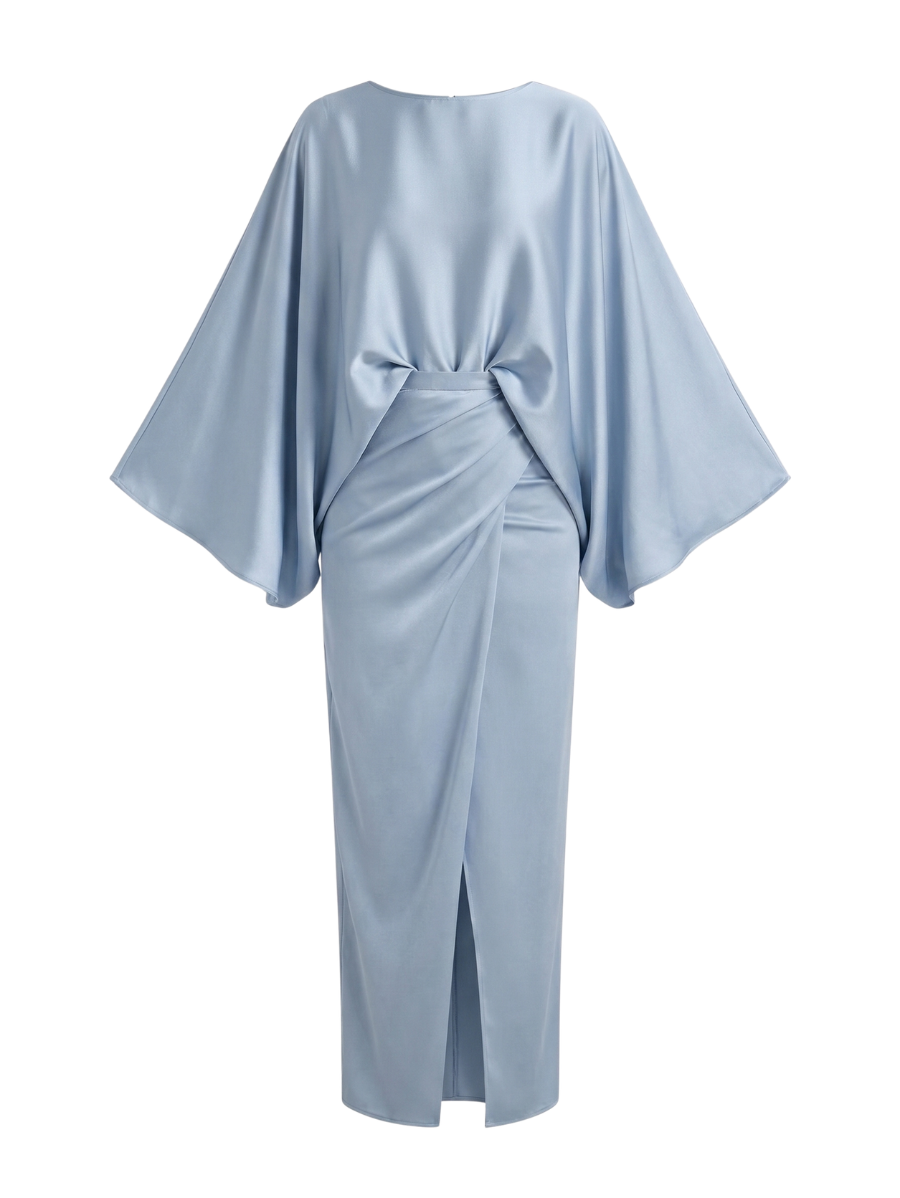 Сукня атласна з рукавами ElborDress Кажан One Size Блакитний (3956)
