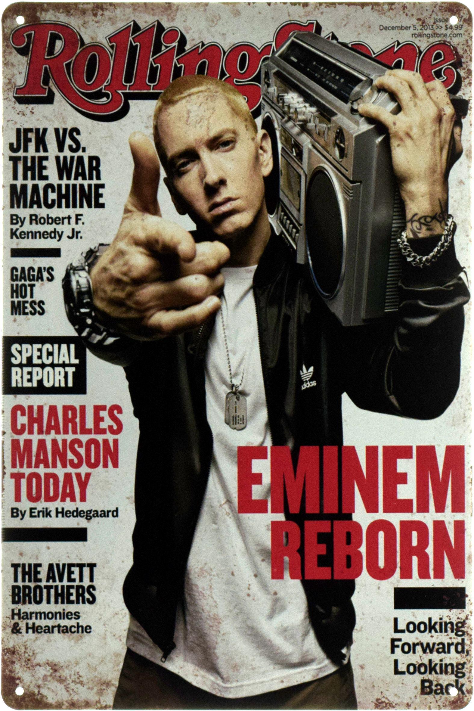 Табличка металлическая "Eminem Reborn Rolling Stone" 20x30 см (ms-103667)