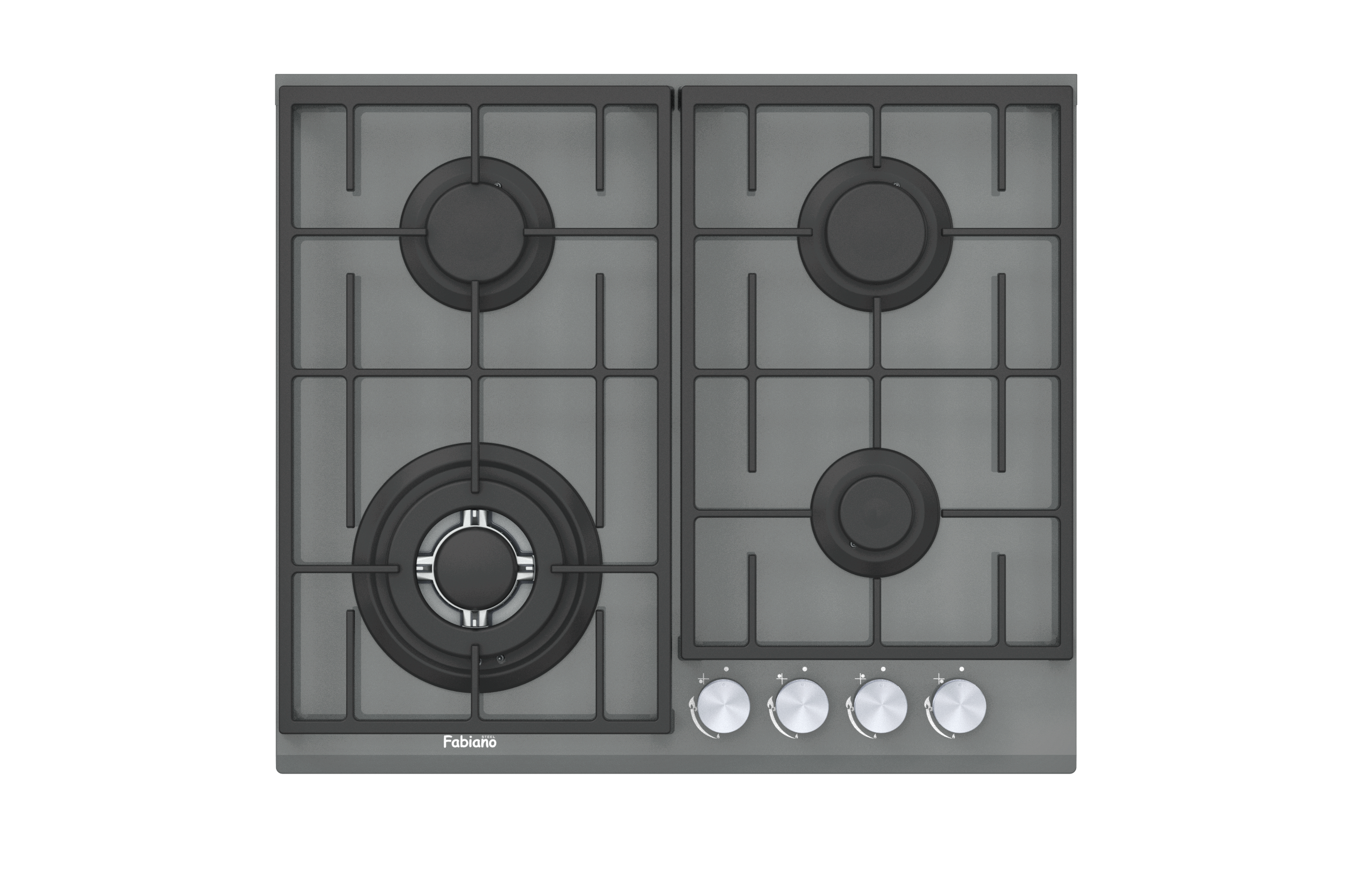 Варильна поверхня газова Fabiano FHG 8244 VGHT Titanium Glass (8111.406.1473) - фото 2 Варильна поверхня газова Fabiano FHG 8244 VGHT Titanium Glass (8111.406.1473) - фото 2