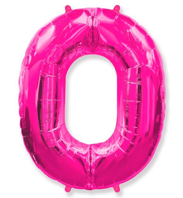 Шарик Цифра "0" 102 см Малиновый металлик