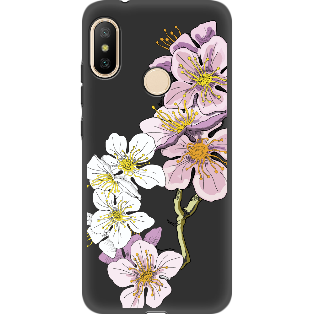 Чехол BoxFace Xiaomi Mi A2 Lite Cherry Blossom Черный силикон (34892-cc4-35127)