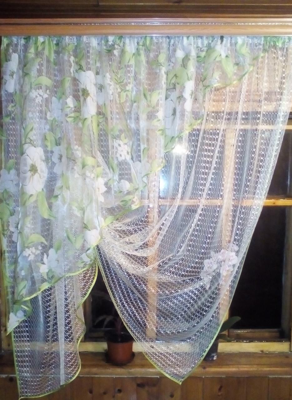 Занавеска короткая Фаинам левая Молочный/Яблочный - фото 2 Занавеска короткая Фаинам левая Молочный/Яблочный - фото 2