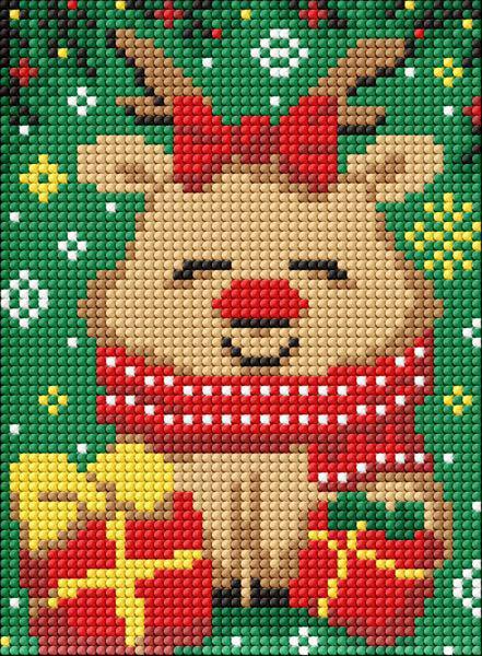 Алмазная мозаика без подрамника Ideyka Рождественский олень 15х20 см (Id-AMM1073)