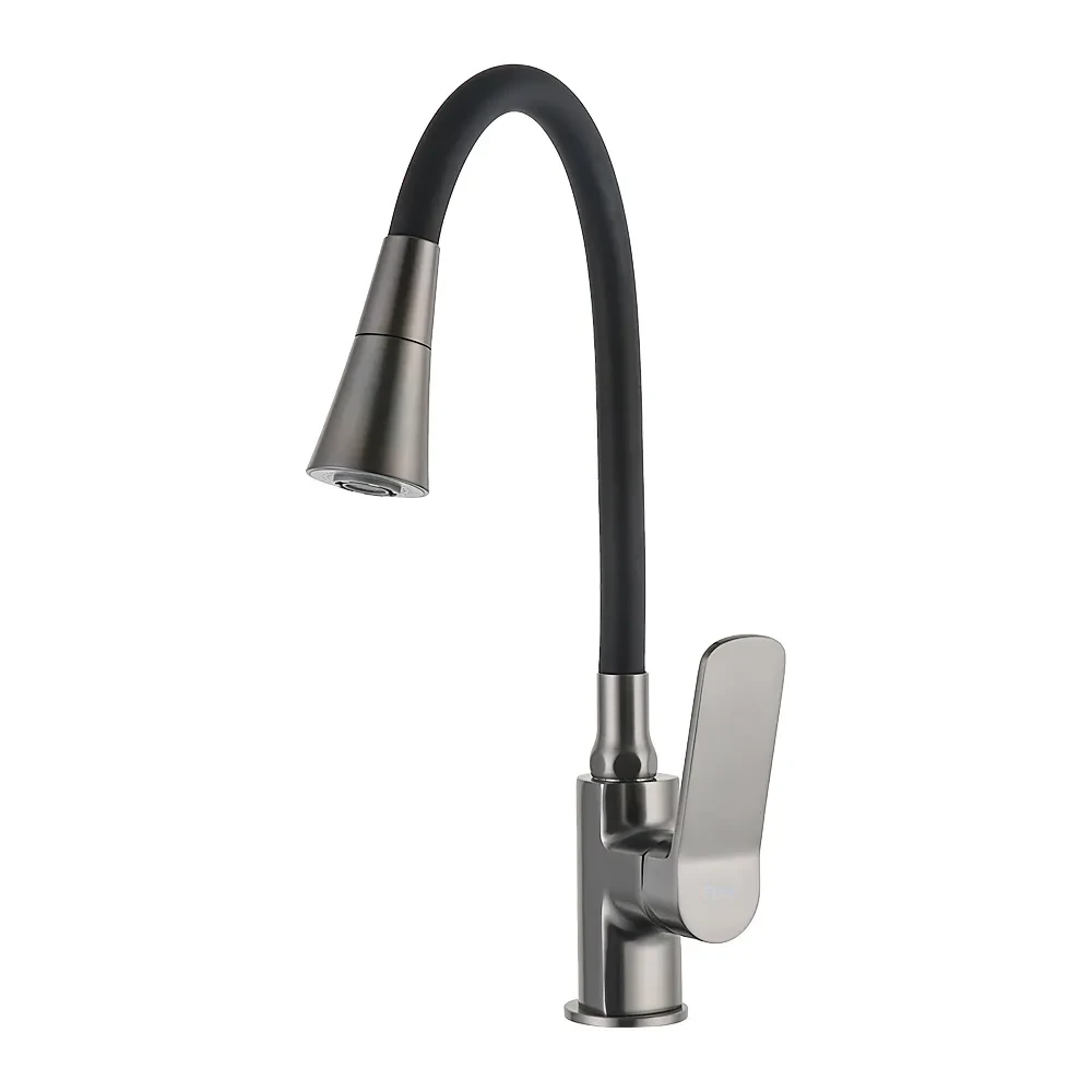 Смеситель для кухни Frap F4462-9 с силиконовым изливом Gun Grey/Black (SE01055778)