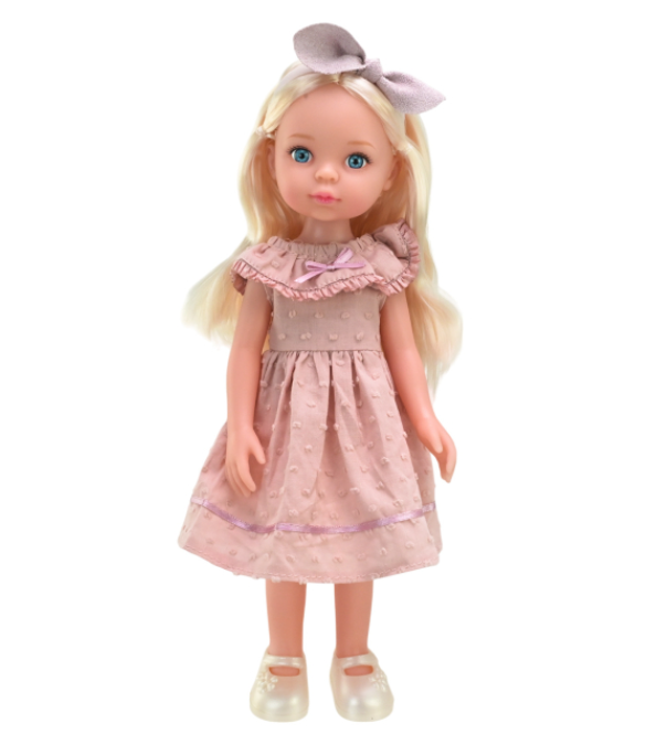Лялька з довгим волоссям із рухомими суглобами в сукні 33 см Рожевий (2694826826)
