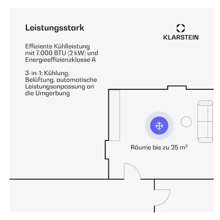 Кондиціонер мобільний для дому KLARSTEIN Breeze Box 7K Smart PAC на колесах 7000 БТЕ /2.0 кВт (10046093 (2)) - фото 5 Кондиціонер мобільний для дому KLARSTEIN Breeze Box 7K Smart PAC на колесах 7000 БТЕ /2.0 кВт (10046093 (2)) - фото 5
