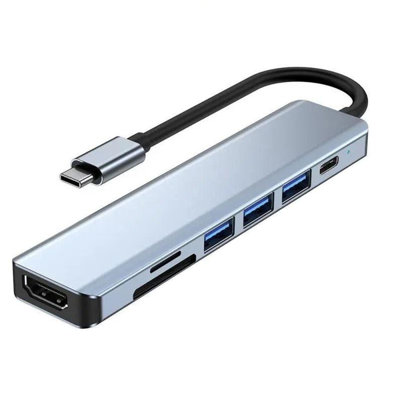 USB-хаб мультифункціональний 7в1 з входом HDTV/USB3.0/2USB2,0/SD/TF/PD (10512629)