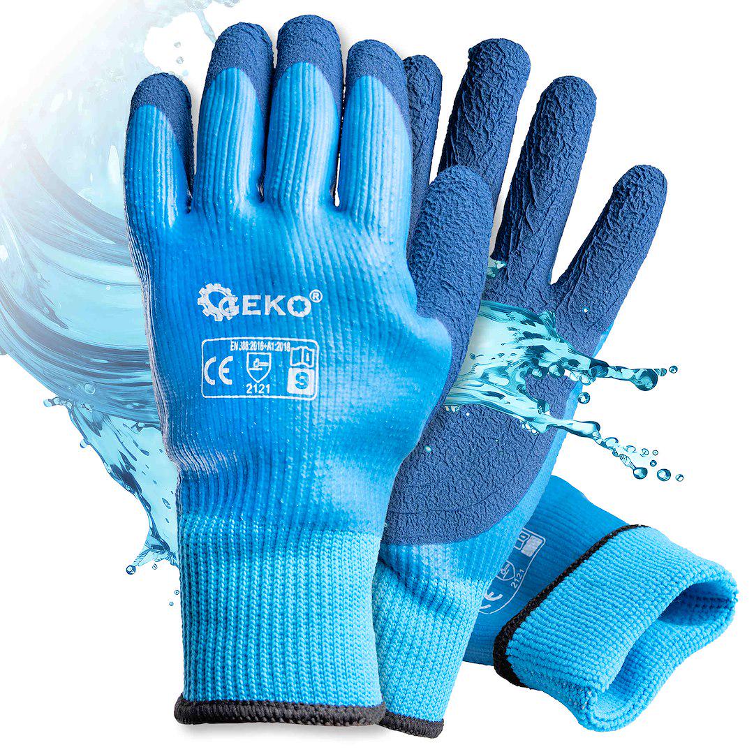 Робочі рукавиці утеплені GeKo водовідпорні трикотажні покриті рифленим латексом р. 9 Синій (G75036) - фото 7 Робочі рукавиці утеплені GeKo водовідпорні трикотажні покриті рифленим латексом р. 9 Синій (G75036) - фото 7