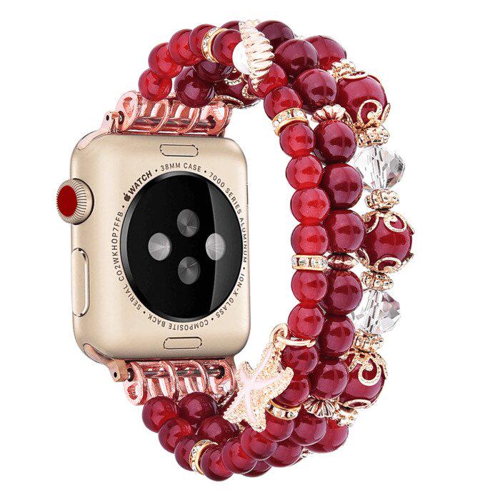 Ремешок для Apple Watch Морская звезда из бусин 42-44 мм Красно-золотой Ремешок для Apple Watch Морская звезда из бусин 42-44 мм Красно-золотой