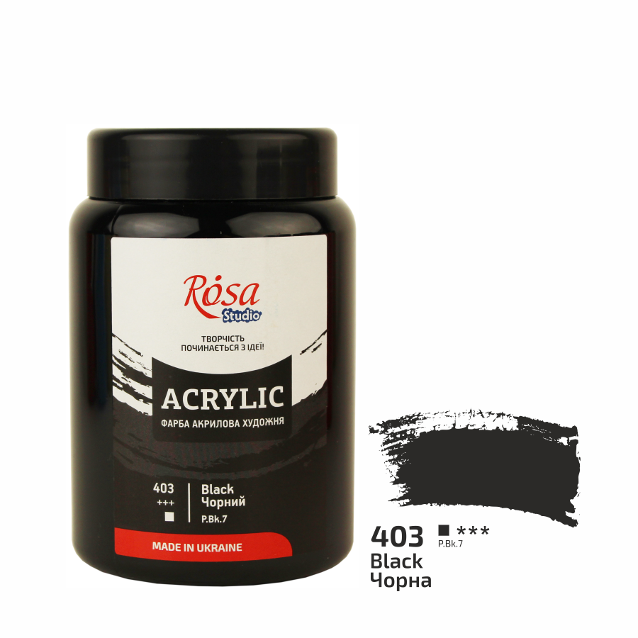 Акриловая краска ROSA Studio 322419403 6 шт. 400 мл Черный/403 (4823098513216) - фото 1 Акриловая краска ROSA Studio 322419403 6 шт. 400 мл Черный/403 (4823098513216) - фото 1