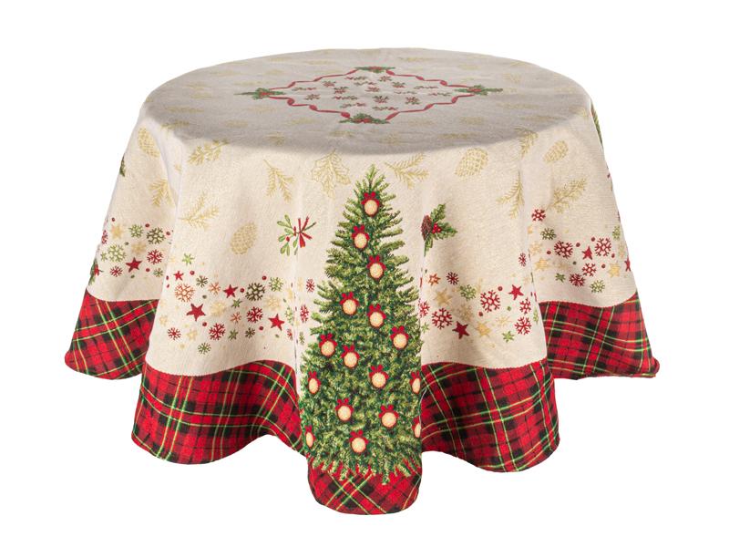 Скатерть новогодняя гобеленовая круглая Lefard Christmas delight 140 см (732-388)