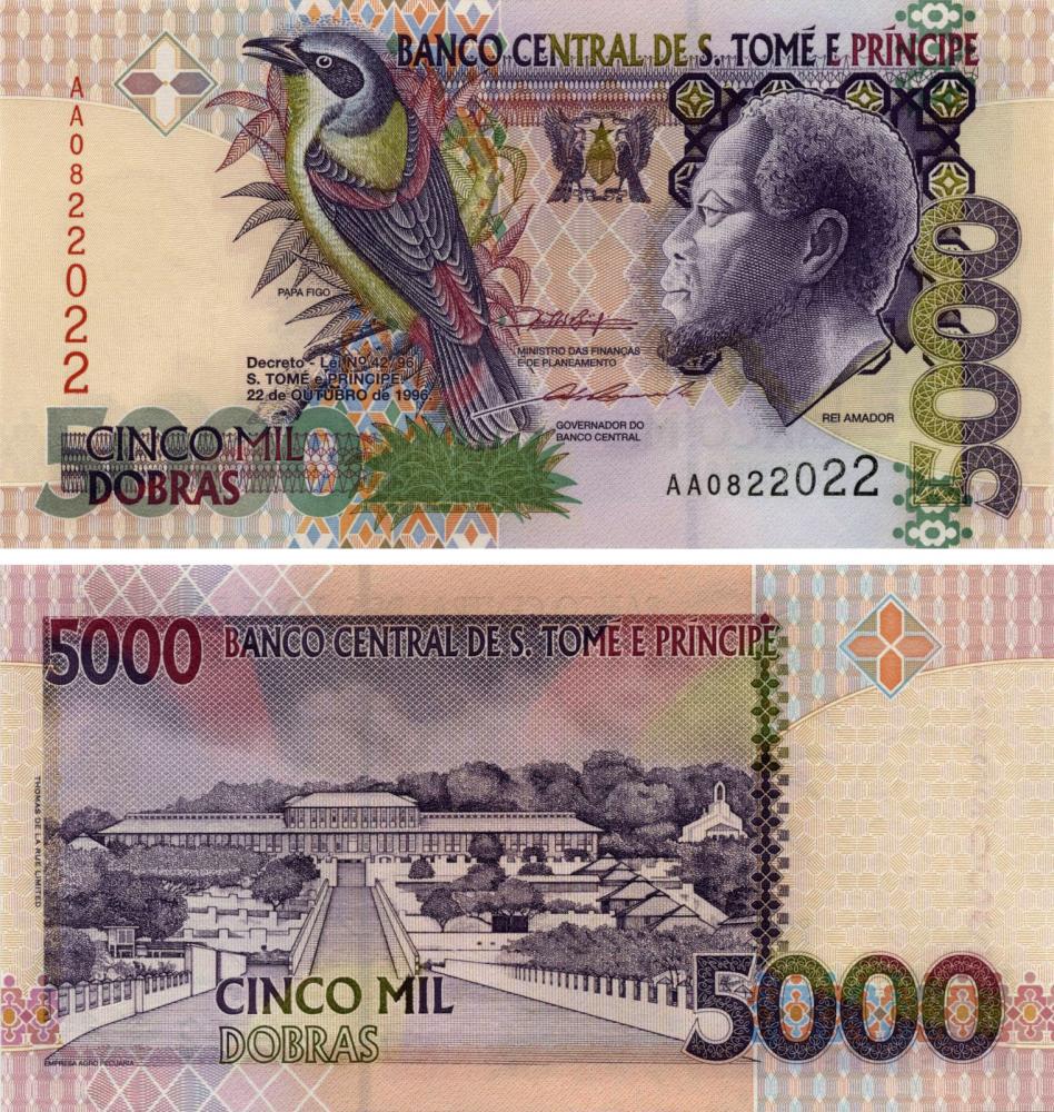 Коллекционная банкнота Сан-Томе и Принсипи 5000 добр 1996 UNC P65 (Б10285)