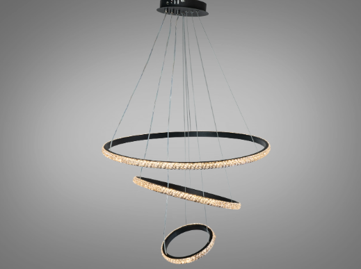 Люстра подвесная LED Diasha с 3 кольцами 65W (646/550+350+150B BK)