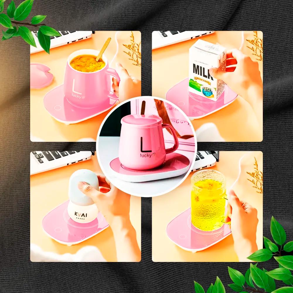 Чашка з підігрівом Lucky з підігрівом керамічна чашка з ложкою 400 мл Pink (451631069) - фото 5 Чашка з підігрівом Lucky з підігрівом керамічна чашка з ложкою 400 мл Pink (451631069) - фото 5