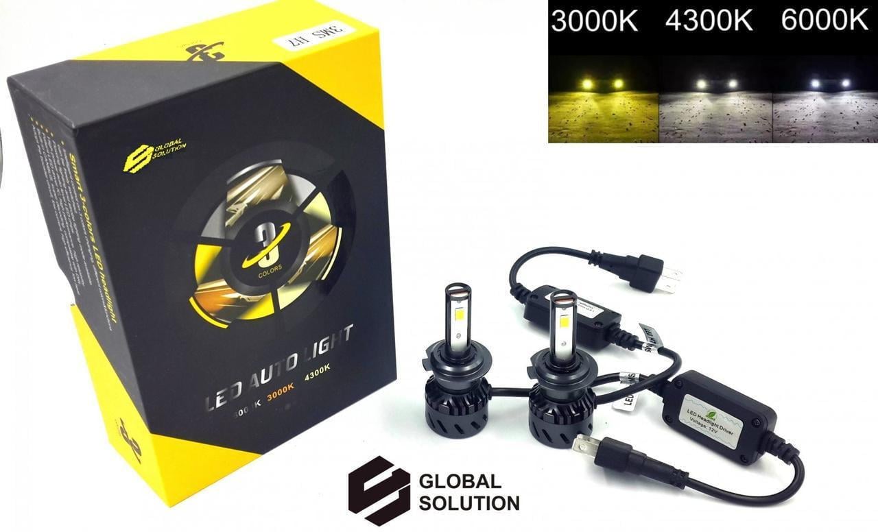 Автомобильные лампы LED Global Solution H7 3 Color 30W 5000Lm (2268028039) - фото 2