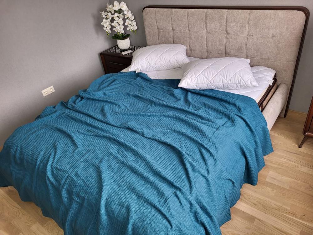 Покрывало Пике Косичка 180x220 см Лазурный (11266) - фото 2 Покрывало Пике Косичка 180x220 см Лазурный (11266) - фото 2