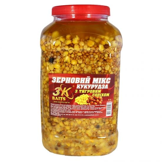 Прикорм 3KBaits Зерновий мікс Кукурудза з тигровим горіхом 5 л (3КВ1851)