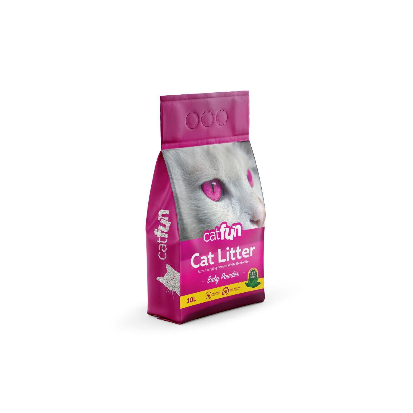Наполнитель Catfun для кошачьих туалетов бентонитовый с ароматом детской присыпки 10 л (23.5KDK.00144)