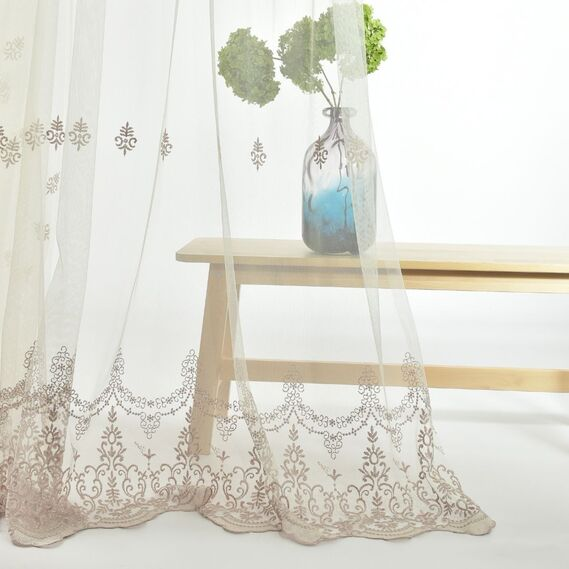 Тюль фатин IDEIA Дайра V-PUDRA 3,0 м c вышивкой Пудра (2200004212036)