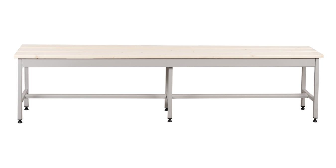 Скамейка для раздевалки Галіндустрія ЛГ-1-200 сталь/дерево регулируемые ножки 2000x360x450 мм Светло-серый (124-119-000004861) - фото 2