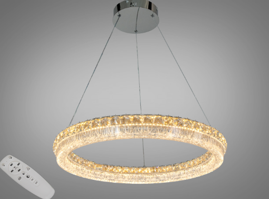 Люстра подвесная LED Кольцо с пультом 95W Хром (MD6027/600HR)