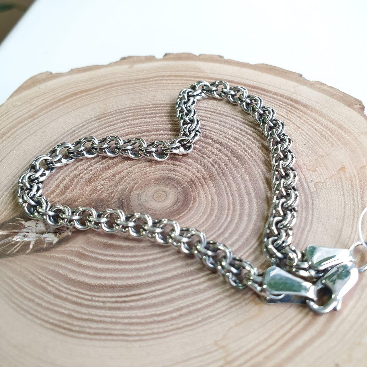 Браслет серебряный-цепочка Бисмарк ручного плетения