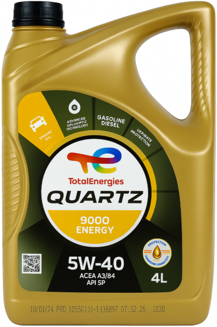Моторное масло Total Quartz 9000 Energy 5W-40 синтетика для бензиновых и дизельных двигателей с турбиной и без 4 л (901567)