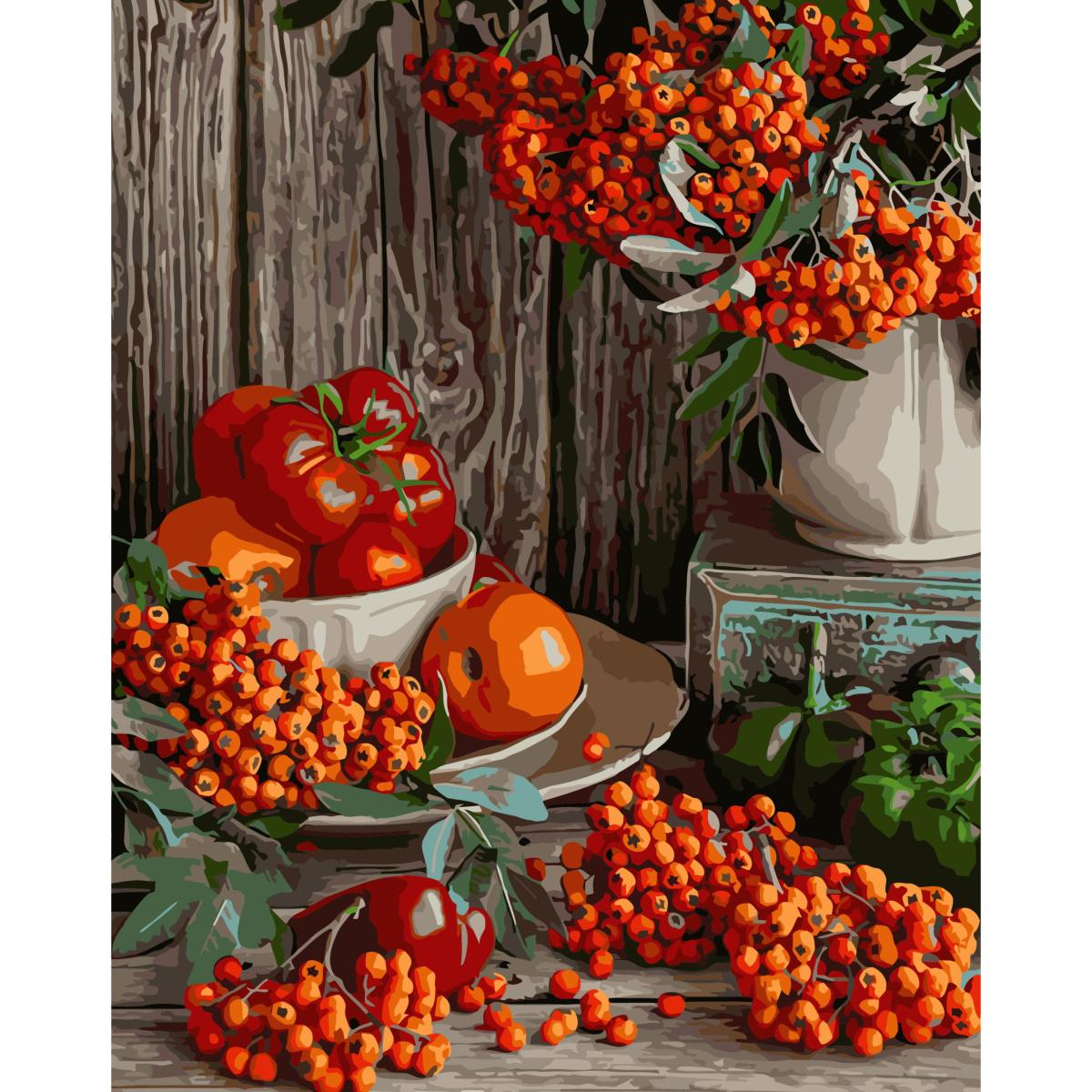 Картина по номерам Strateg Премиум Рябина на столе 40x50 см (SY6742)