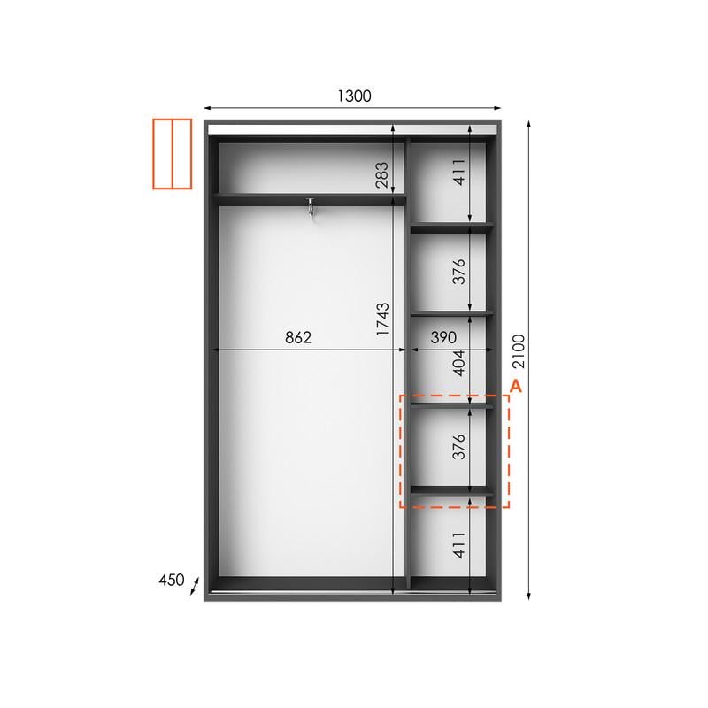 Шафа-купе Idea серія 5 130х45х210 см Антрацит (1432) - фото 2