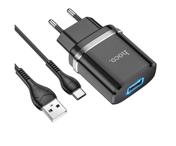 Устройство зарядное сетевое Hoco N1 USB 2,4 A Type-C 1 м Черный Устройство зарядное сетевое Hoco N1 USB 2,4 A Type-C 1 м Черный
