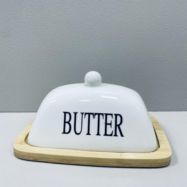 Масленка бамбук с керамической крышкой 18,2х12х9 см (R34971)