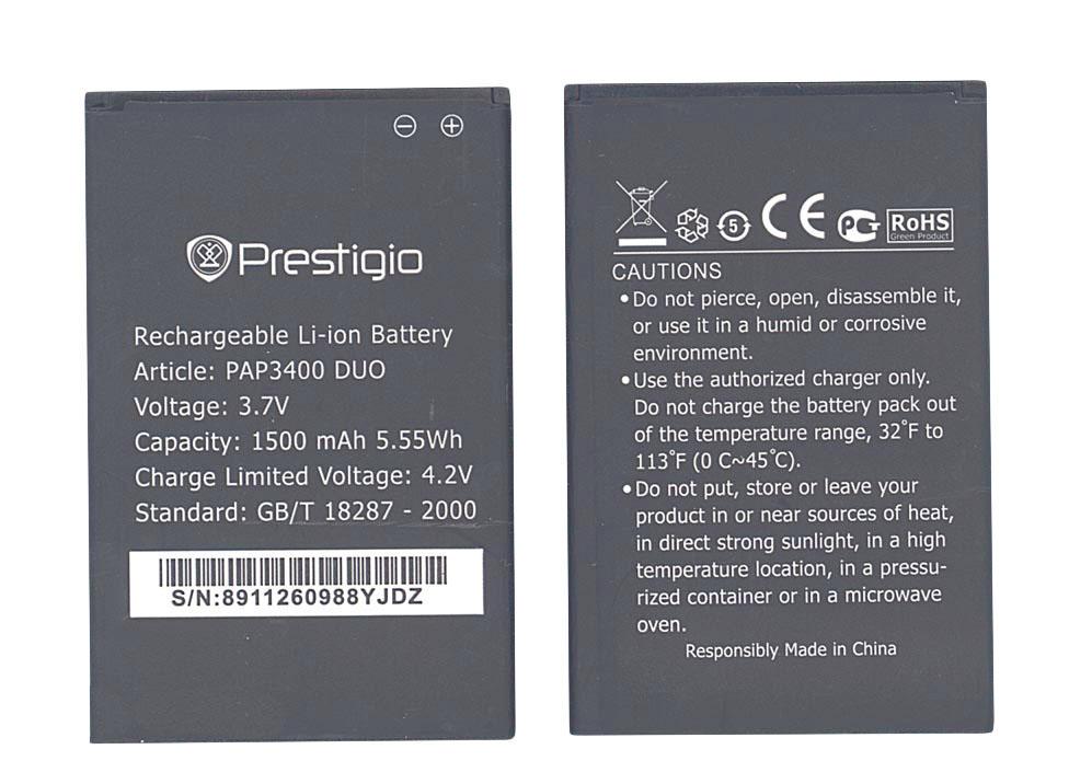 Аккумулятор для смартфона Prestigio PAP3400 3400 Multiphon 3,7V 1500 mAh 5,55 Wh Black Аккумулятор для смартфона Prestigio PAP3400 3400 Multiphon 3,7V 1500 mAh 5,55 Wh Black