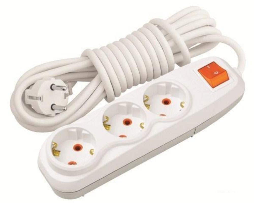 Подовжувач тримісний Nilson 3х1,5 мм2 з заземленням та вимикачем 5 м (43131105)