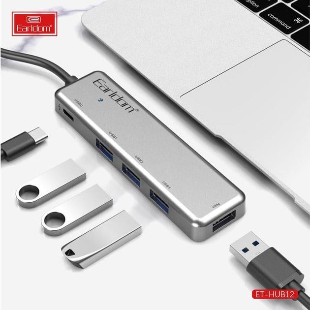 Хаб USB Earldom ET-HUB12 4USB+1USB-C (21027449) - фото 5