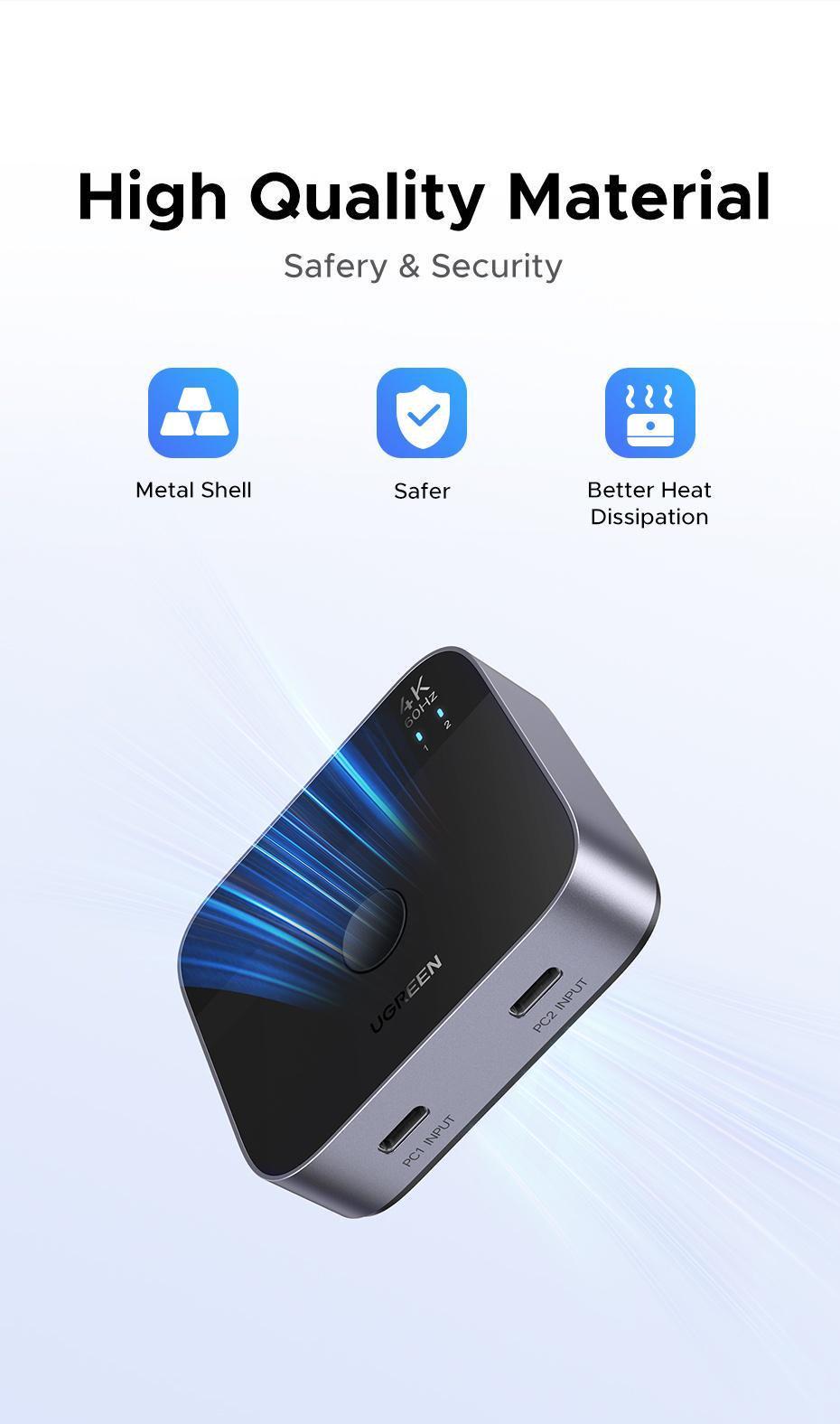 Перемикач Ugreen HDMI USB-C 2 входи 4K 60Hz HDR (29516563) - фото 14 Перемикач Ugreen HDMI USB-C 2 входи 4K 60Hz HDR (29516563) - фото 14