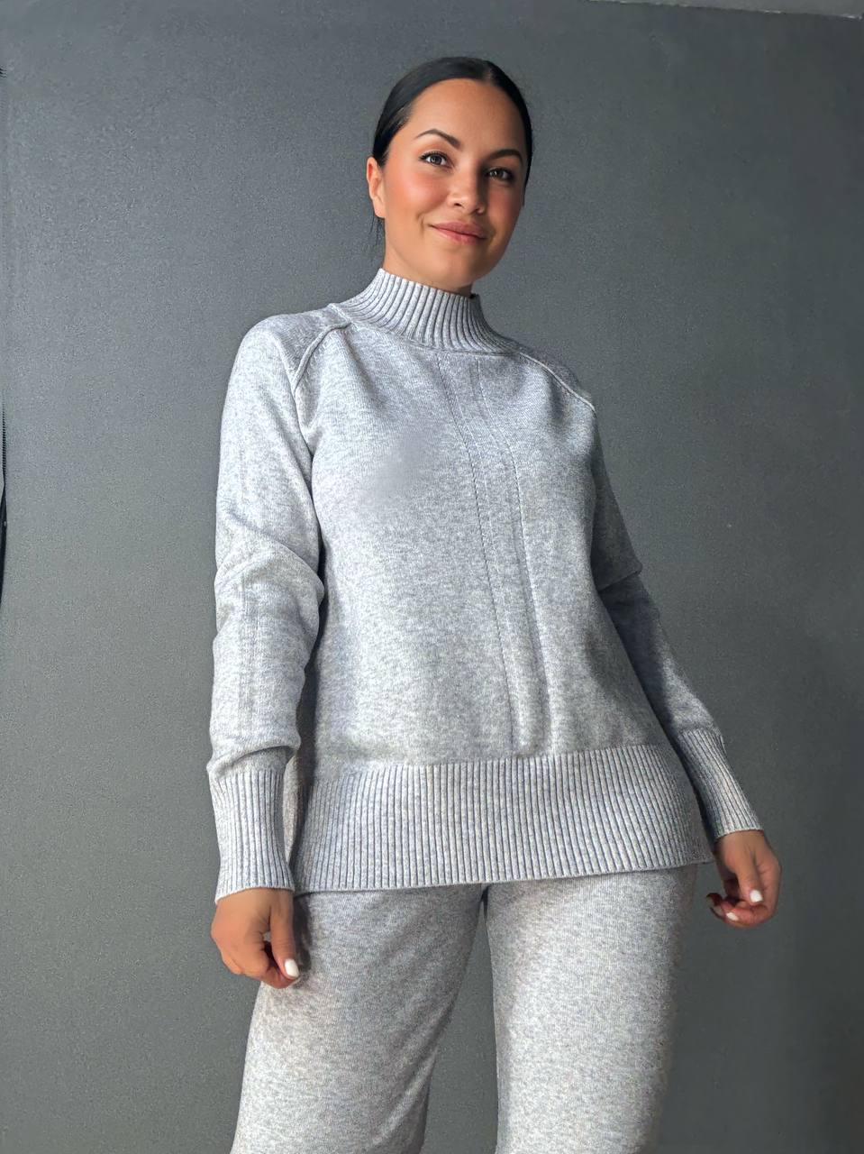 Костюм женский ACCORDDREAM 6841-8636 свитер с брюками палаццо вязаный OS Серый (5178) - фото 9 Костюм женский ACCORDDREAM 6841-8636 свитер с брюками палаццо вязаный OS Серый (5178) - фото 9