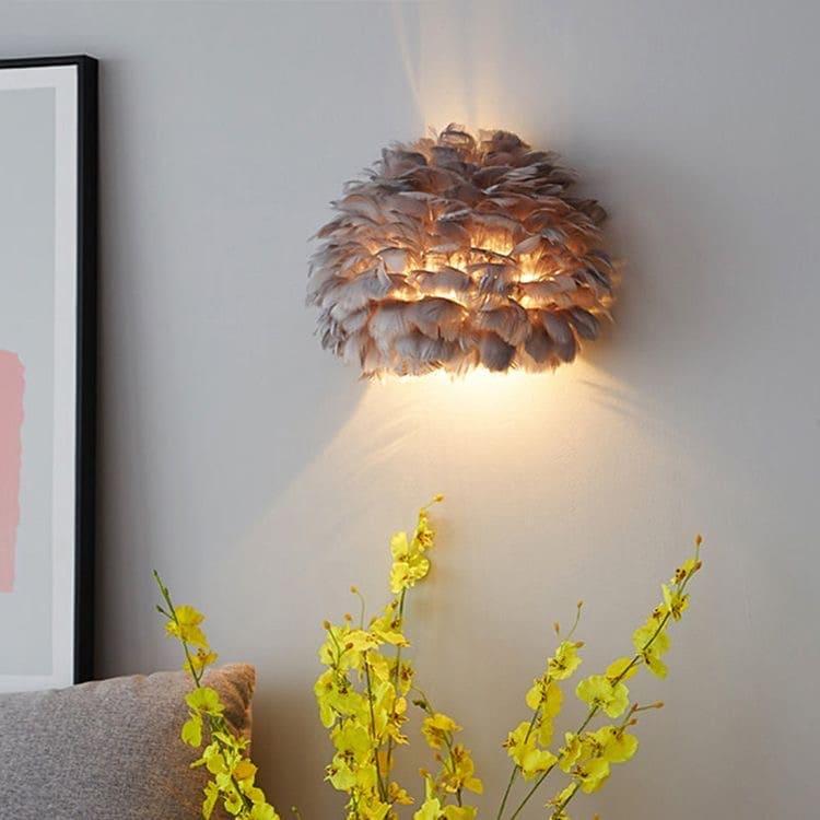 Светильник Line.F WJU 83 BK из натуральных перьев настенный Серый (458_662)