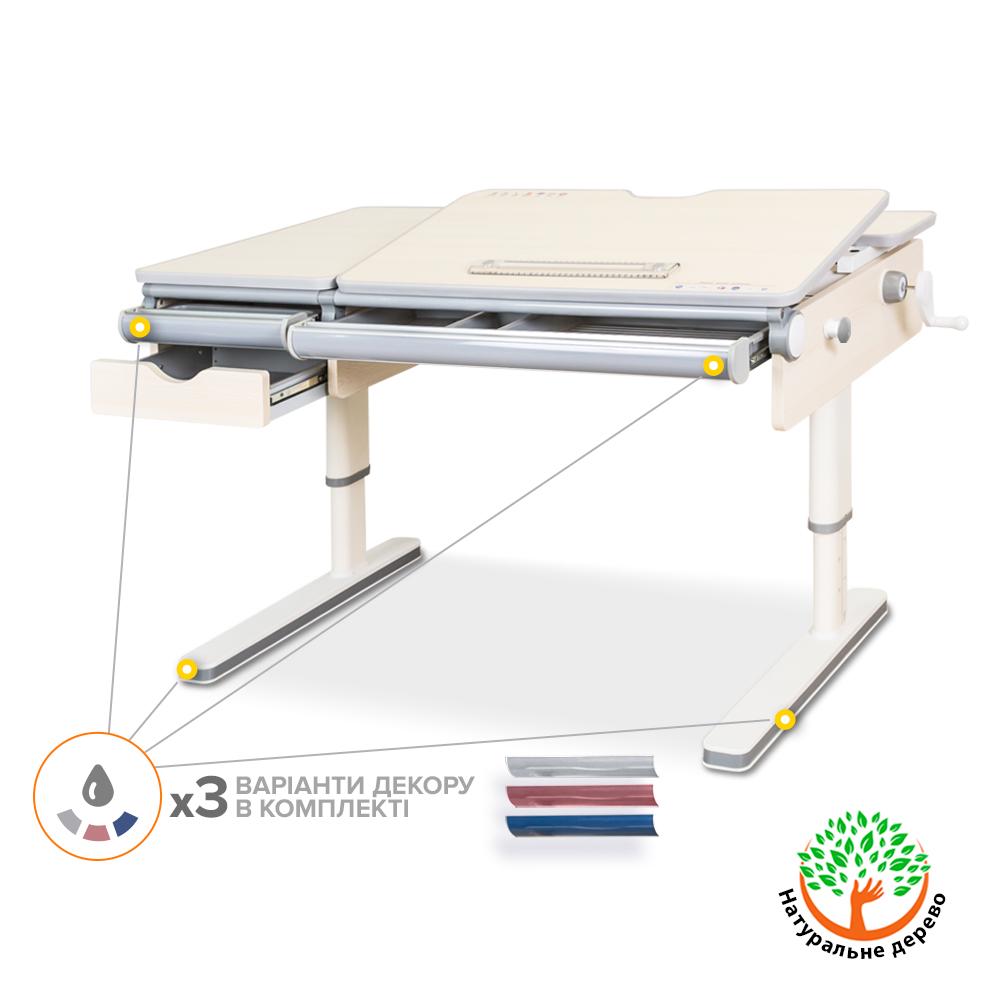 Шкільна ергономічна дитяча парта трансформер Mealux Montreal Multicolor Lite Береза (BD-670 TG/MC Lite) - фото 2 Шкільна ергономічна дитяча парта трансформер Mealux Montreal Multicolor Lite Береза (BD-670 TG/MC Lite) - фото 2