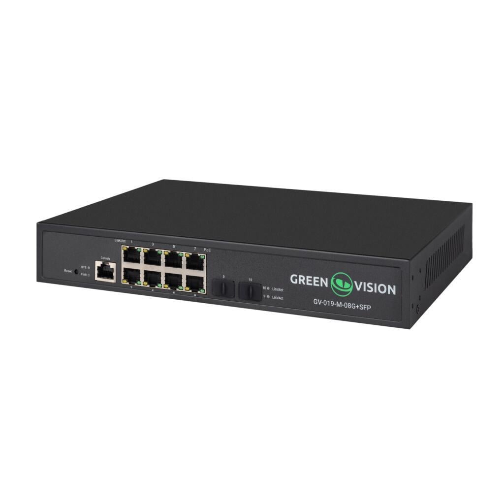 Коммутатор сетевой POE GreenVision GV-019-M-08G+SFP